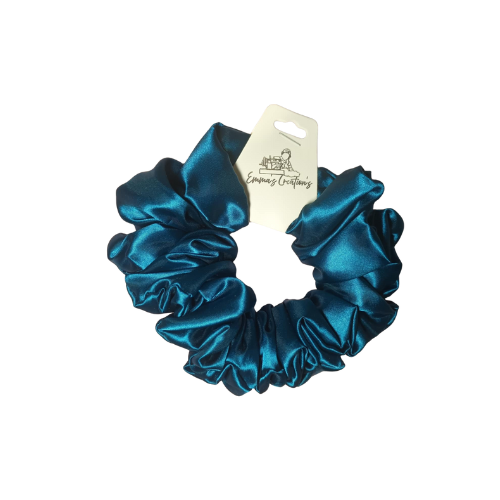 Adult Satin Dark Teal Scrunchie